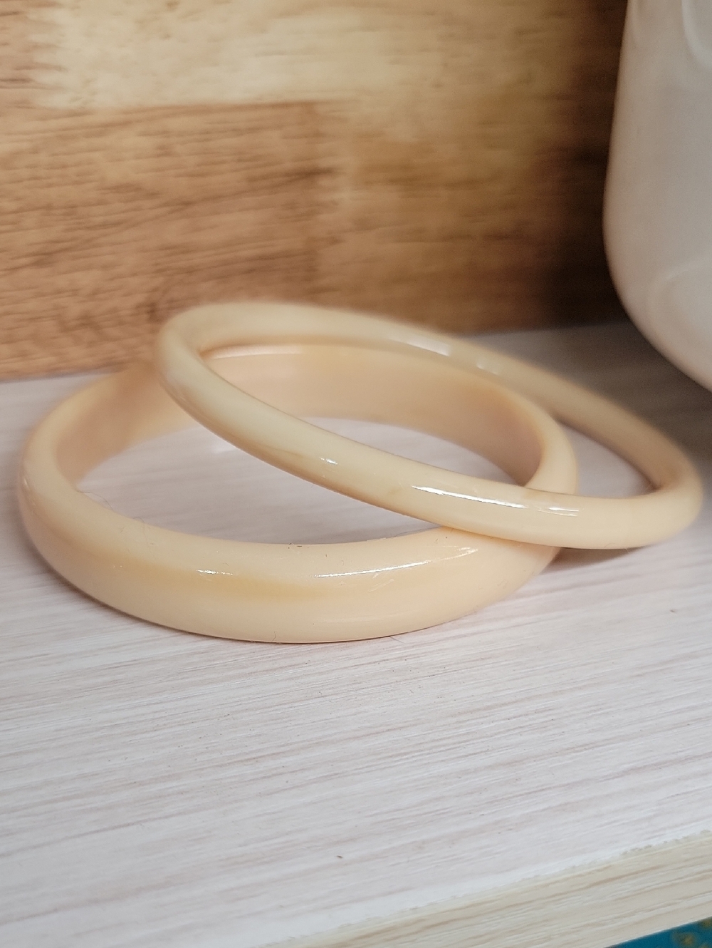 Classic Cream Bangle Bracelets - Set of 2